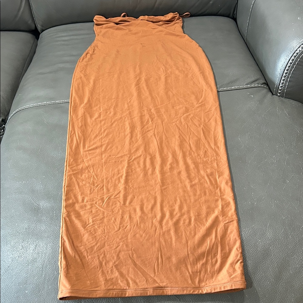 SKIMS Rust Orange Maxi Slip Dress - Picture 4 of 5